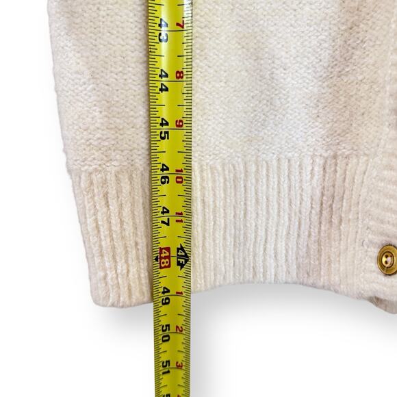 Anthropologie Pilcro Classic Longline Cardigan Womens L Ivory Cream Button Front - Picture 11 of 11